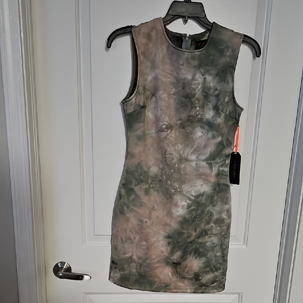 Black Label Green and Brown Tie-Dye Dress